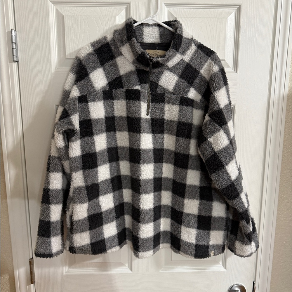 Plaid Adult Jacket in Black and White size XL